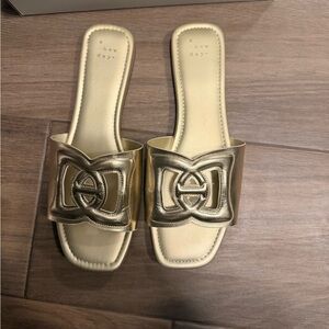 A New Day Metallic Gold Slide Sandals